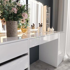 Vicco Tavolo da toeletta Bianco/bianco lucido 158.2 cm 4 parti