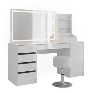 Vicco Tavolo da toeletta Bianco/bianco lucido 158.2 cm 4 parti