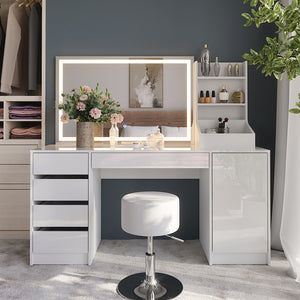 Vicco Tavolo da toeletta Bianco/bianco lucido 158.2 cm 4 parti