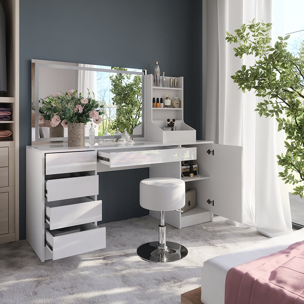 Vicco Tavolo da toeletta Bianco/bianco lucido 158.2 cm 4 parti