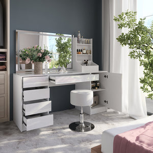 Vicco Tavolo da toeletta Bianco/bianco lucido 158.2 cm 4 parti