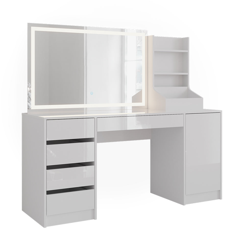 Vicco Tavolo da toeletta Bianco/bianco lucido 158.2 cm 3 parti