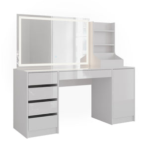 Vicco Tavolo da toeletta Bianco/bianco lucido 158.2 cm 3 parti