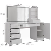 Vicco Tavolo da toeletta Bianco/bianco lucido 158.2 cm 3 parti