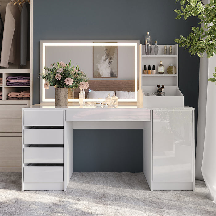 Vicco Tavolo da toeletta Bianco/bianco lucido 158.2 cm 3 parti