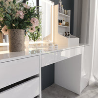 Vicco Tavolo da toeletta Bianco/bianco lucido 158.2 cm 3 parti