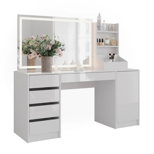 Vicco Tavolo da toeletta Bianco/bianco lucido 158.2 cm 3 parti