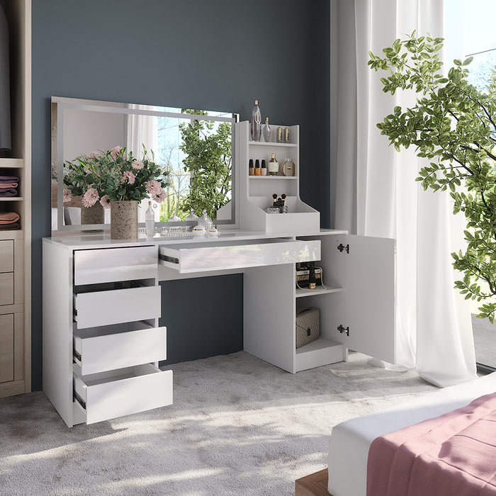 Vicco Tavolo da toeletta Bianco/bianco lucido 158.2 cm 3 parti