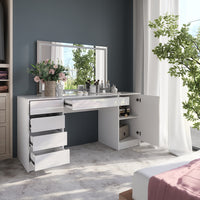 Vicco Tavolo da toeletta Bianco/bianco lucido 158.2 cm con specchio LED