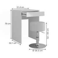 Vicco Tavolo da toeletta Bianco/bianco lucido 51.4 cm con sgabello