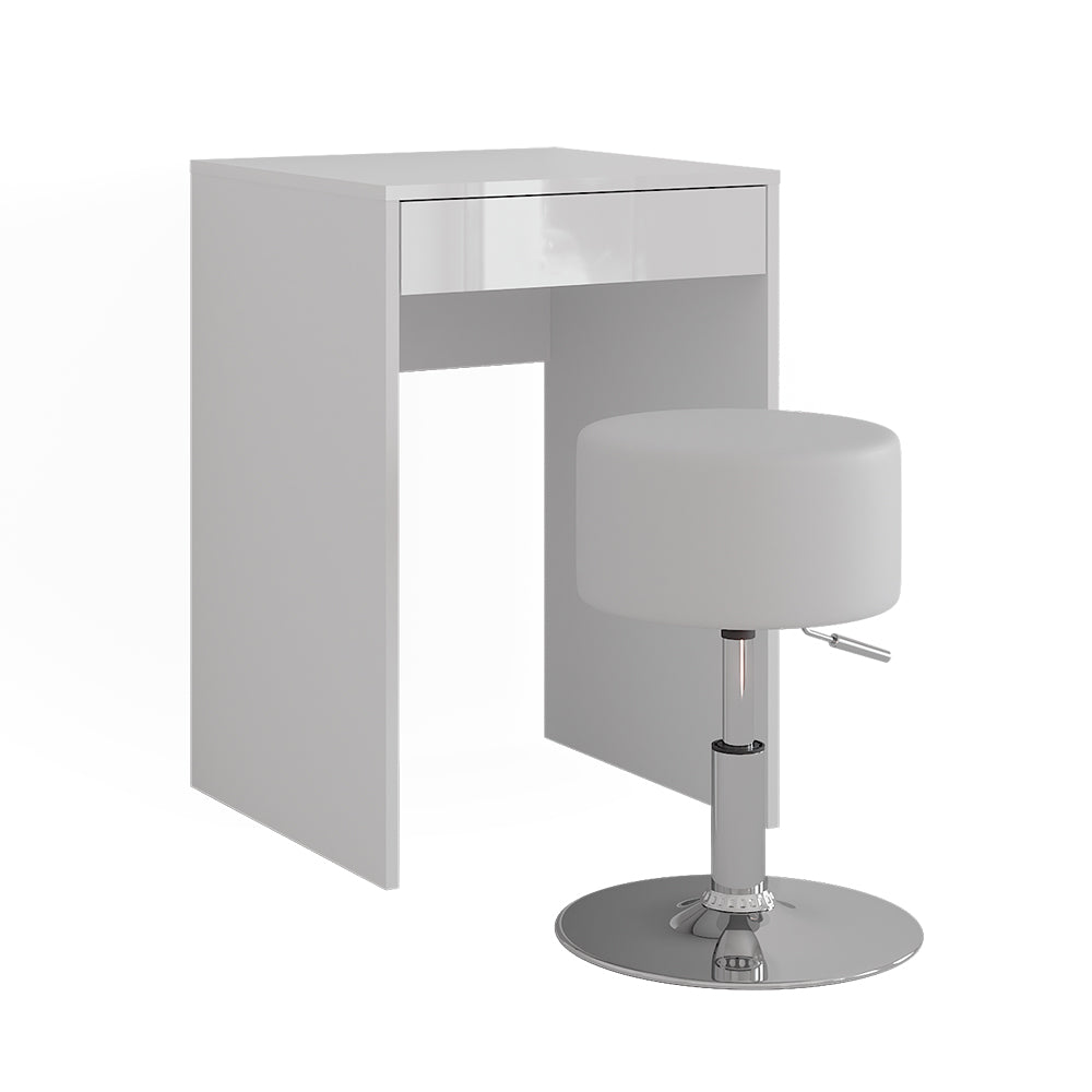 Vicco Tavolo da toeletta Bianco/bianco lucido 51.4 cm con sgabello