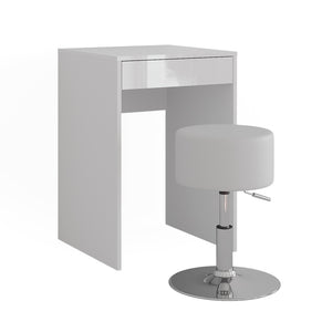 Vicco Tavolo da toeletta Bianco/bianco lucido 51.4 cm con sgabello