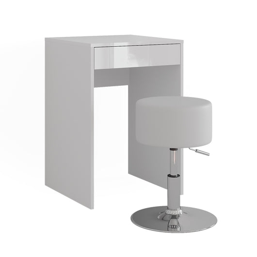 Vicco Tavolo da toeletta Bianco/bianco lucido 51.4 cm con sgabello