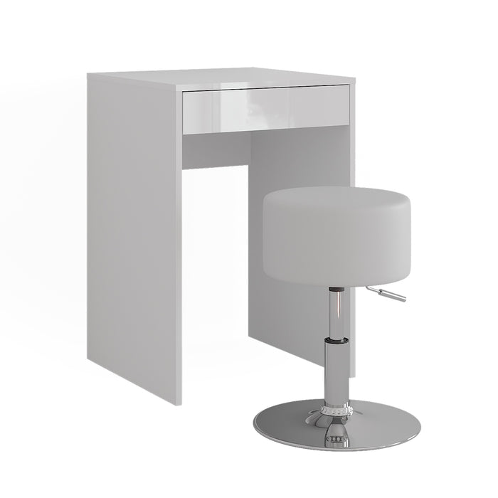 Vicco Tavolo da toeletta Bianco/bianco lucido 51.4 cm con sgabello