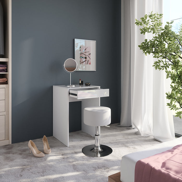 Vicco Tavolo da toeletta Bianco/bianco lucido 51.4 cm con sgabello