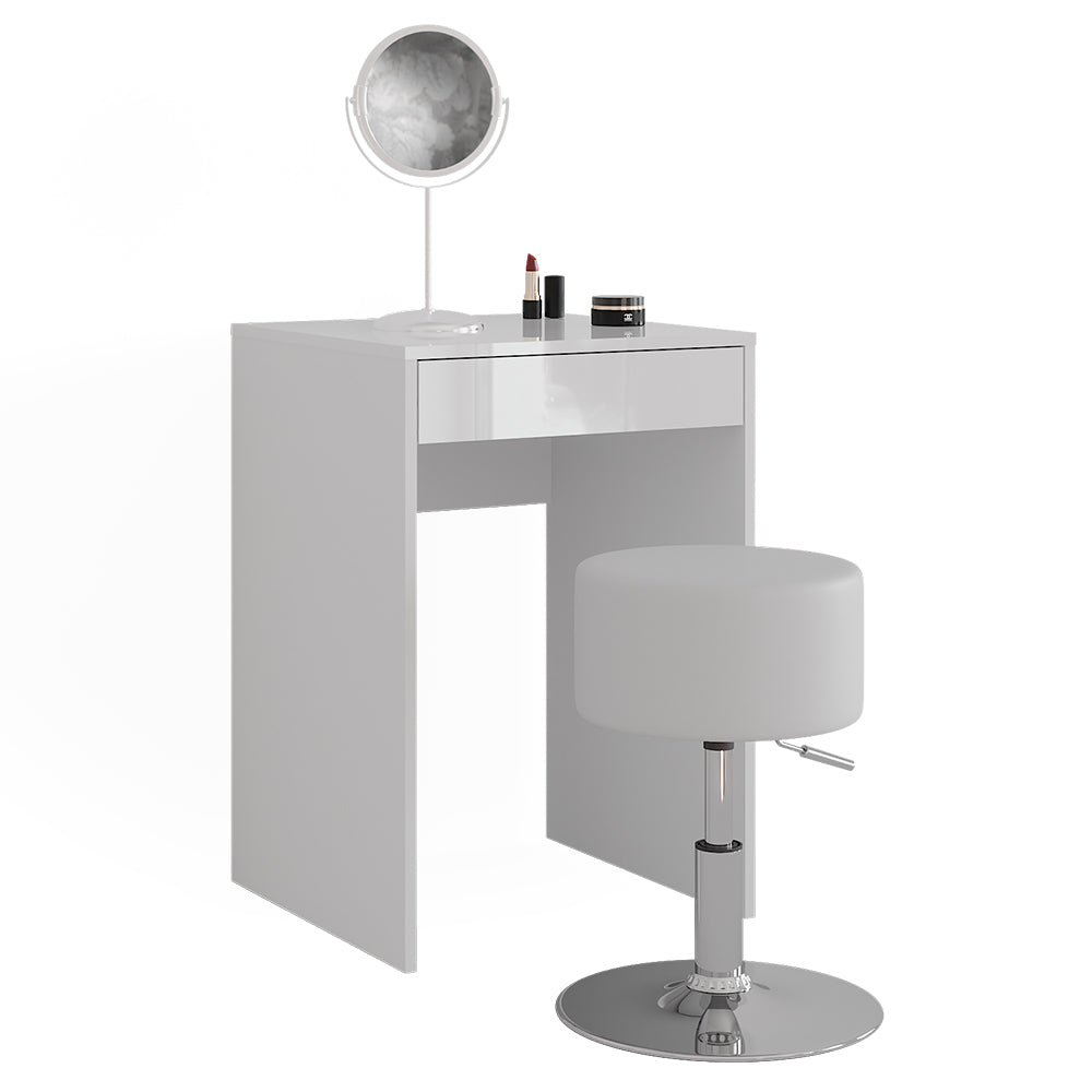 Vicco Tavolo da toeletta Bianco/bianco lucido 51.4 cm con sgabello