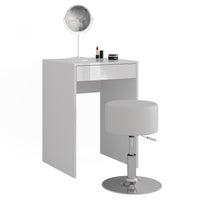 Vicco Tavolo da toeletta Bianco/bianco lucido 51.4 cm con sgabello