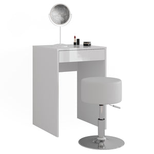 Vicco Tavolo da toeletta Bianco/bianco lucido 51.4 cm con sgabello