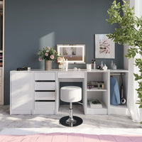 Vicco Tavolo da toeletta Bianco/bianco lucido 51.4 cm con sgabello