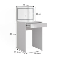 Vicco Tavolo da toeletta Bianco/bianco lucido 51.4 cm con specchio LED