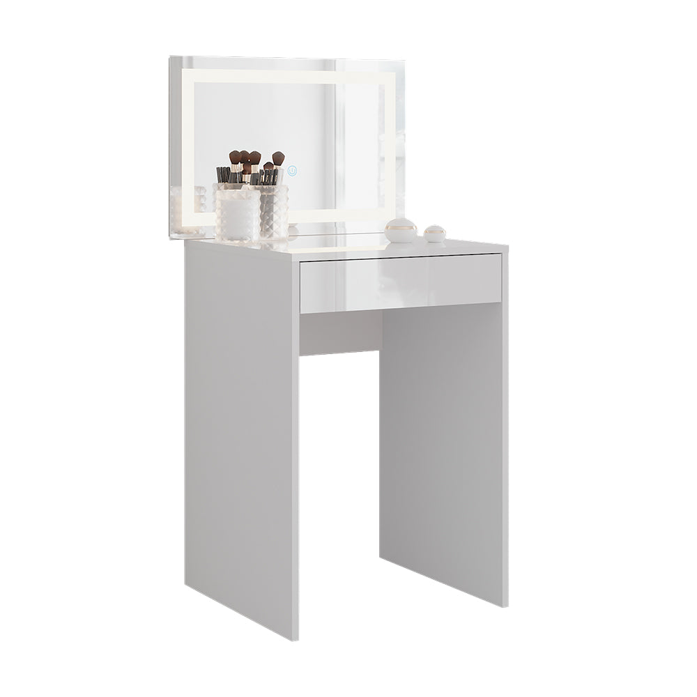 Vicco Tavolo da toeletta Bianco/bianco lucido 51.4 cm con specchio LED