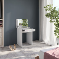 Vicco Tavolo da toeletta Bianco/bianco lucido 51.4 cm con specchio LED