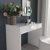 Vicco Tavolo da toeletta Bianco/bianco lucido 81.4 cm con sgabello