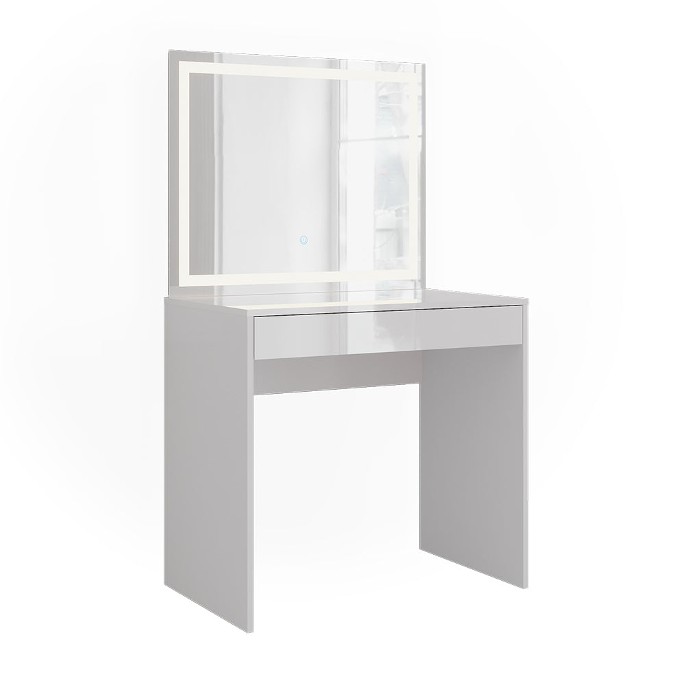Vicco Tavolo da toeletta Bianco/bianco lucido 81.4 cm con specchio LED
