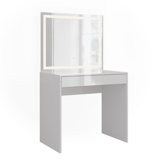 Vicco Tavolo da toeletta Bianco/bianco lucido 81.4 cm con specchio LED