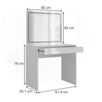 Vicco Tavolo da toeletta Bianco/bianco lucido 81.4 cm con specchio LED