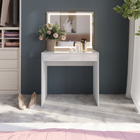 Vicco Tavolo da toeletta Bianco/bianco lucido 81.4 cm con specchio LED