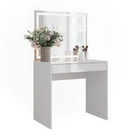 Vicco Tavolo da toeletta Bianco/bianco lucido 81.4 cm con specchio LED