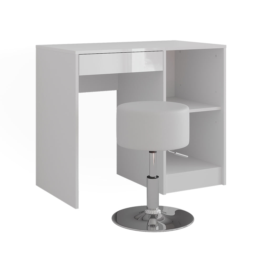 Vicco Tavolo da toeletta Bianco/bianco lucido 89.8 cm con sgabello