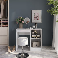 Vicco Tavolo da toeletta Bianco/bianco lucido 89.8 cm con sgabello