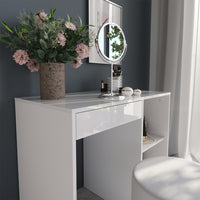 Vicco Tavolo da toeletta Bianco/bianco lucido 89.8 cm con sgabello