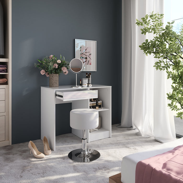 Vicco Tavolo da toeletta Bianco/bianco lucido 89.8 cm con sgabello