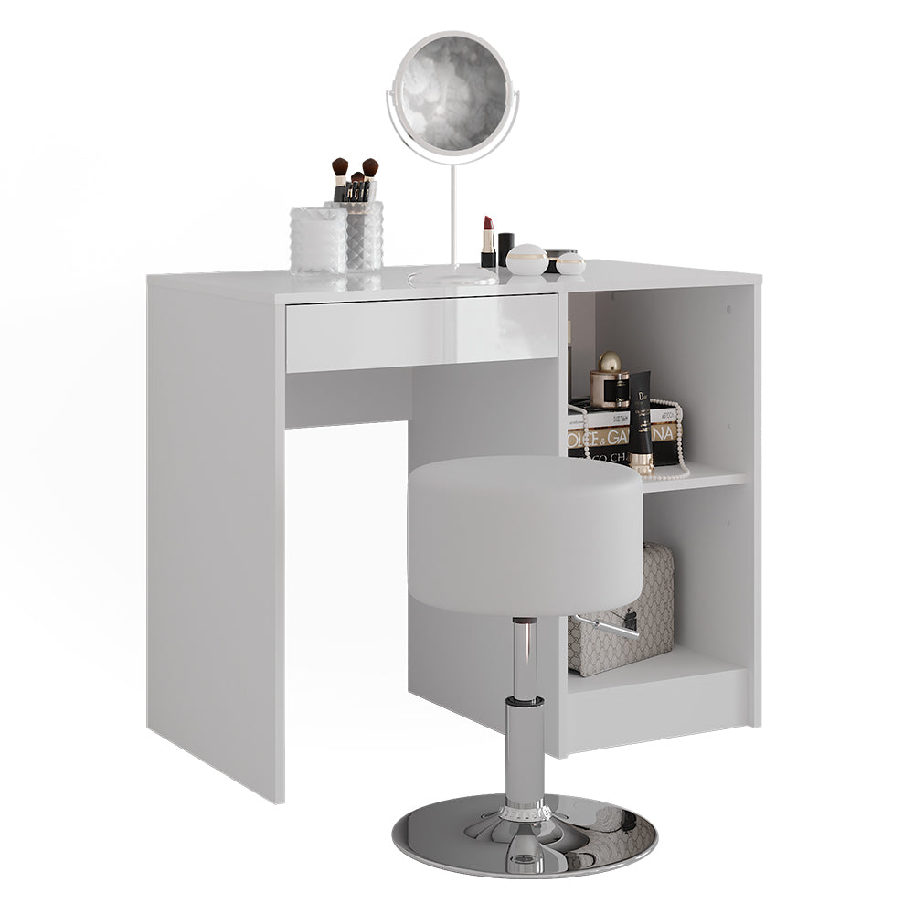 Vicco Tavolo da toeletta Bianco/bianco lucido 89.8 cm con sgabello