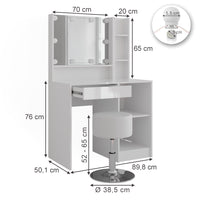 Vicco Tavolo da toeletta Bianco/bianco lucido 89.8 cm 5 parti