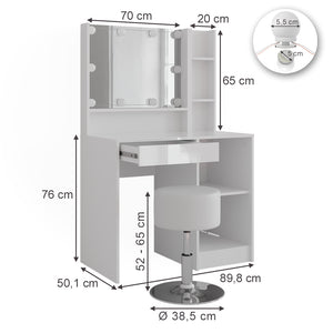 Vicco Tavolo da toeletta Bianco/bianco lucido 89.8 cm 5 parti