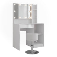 Vicco Tavolo da toeletta Bianco/bianco lucido 89.8 cm 5 parti