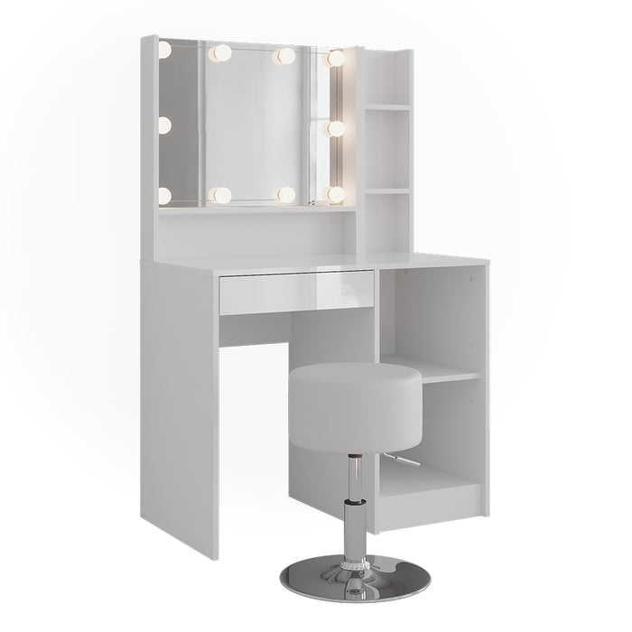 Vicco Tavolo da toeletta Bianco/bianco lucido 89.8 cm 5 parti