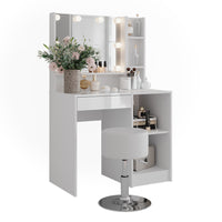 Vicco Tavolo da toeletta Bianco/bianco lucido 89.8 cm 5 parti