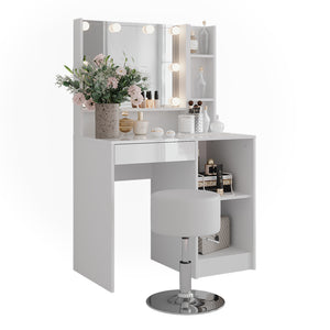 Vicco Tavolo da toeletta Bianco/bianco lucido 89.8 cm 5 parti