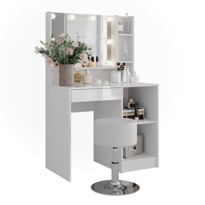 Vicco Tavolo da toeletta Bianco/bianco lucido 89.8 cm 5 parti