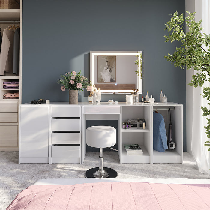 Vicco Tavolo da toeletta Bianco/bianco lucido 89.8 cm 5 parti