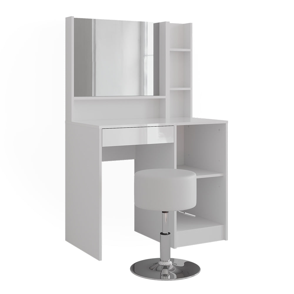 Vicco Tavolo da toeletta Bianco/bianco lucido 89.8 cm 4 parti