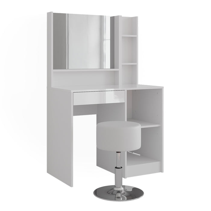 Vicco Tavolo da toeletta Bianco/bianco lucido 89.8 cm 4 parti