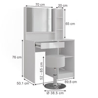 Vicco Tavolo da toeletta Bianco/bianco lucido 89.8 cm 4 parti