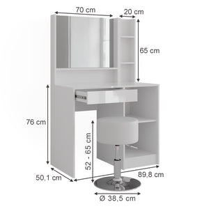 Vicco Tavolo da toeletta Bianco/bianco lucido 89.8 cm 4 parti
