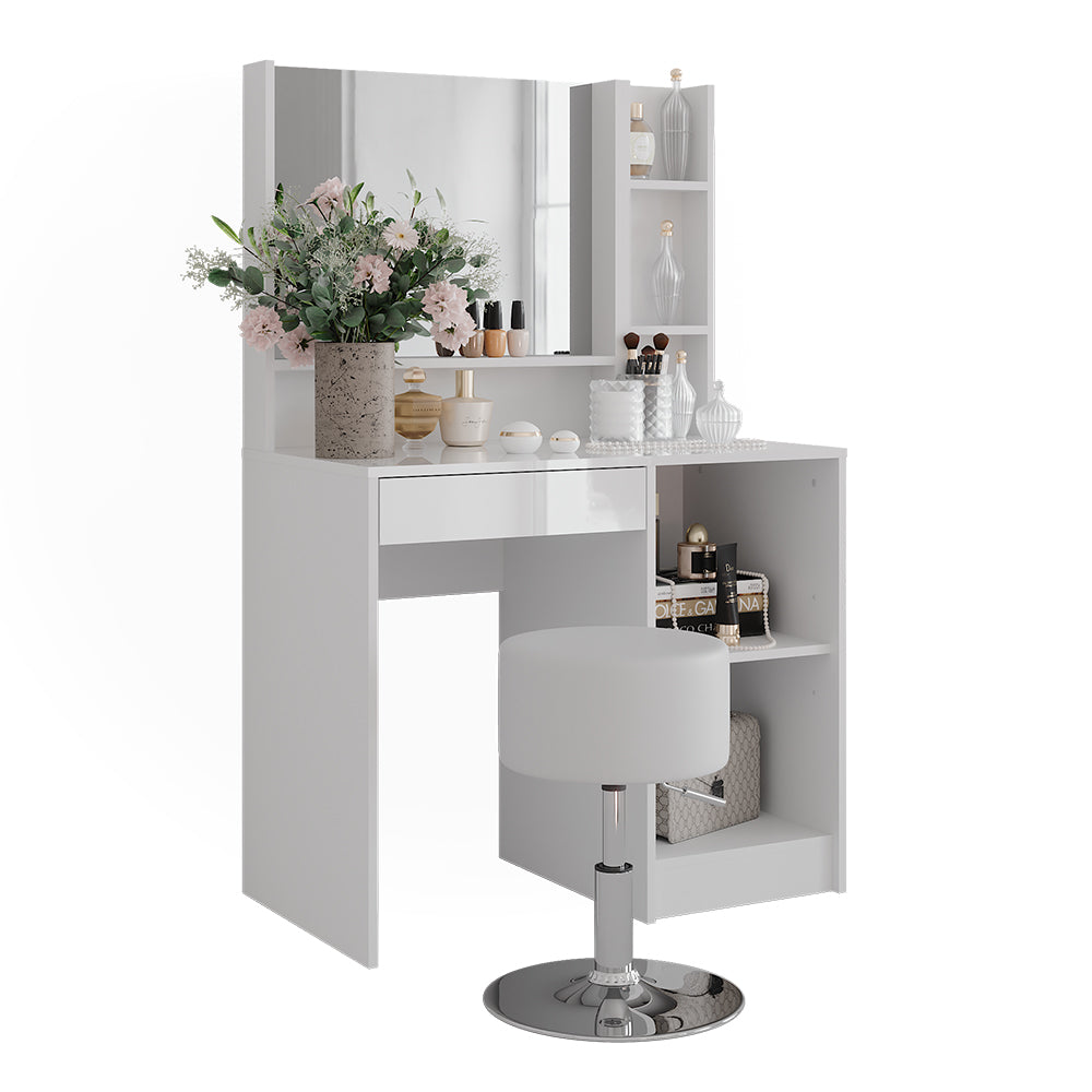 Vicco Tavolo da toeletta Bianco/bianco lucido 89.8 cm 4 parti